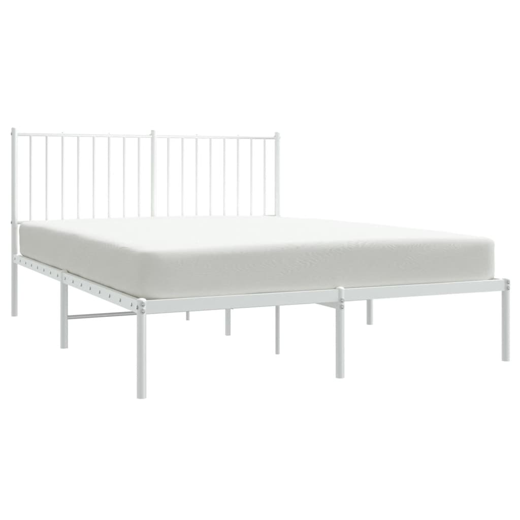 Cadre de lit métal sans matelas et tête de lit blanc 140x200 cm - XIOS