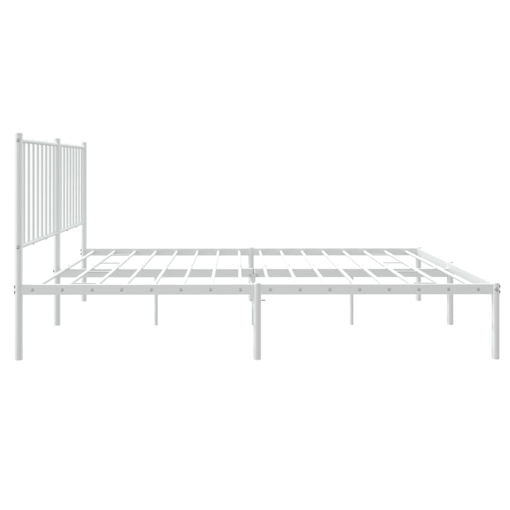 Cadre de lit métal sans matelas et tête de lit blanc 140x200 cm - XIOS