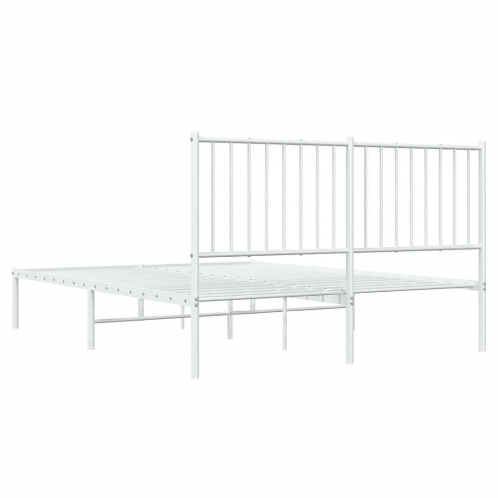 Cadre de lit métal sans matelas et tête de lit blanc 140x200 cm - XIOS