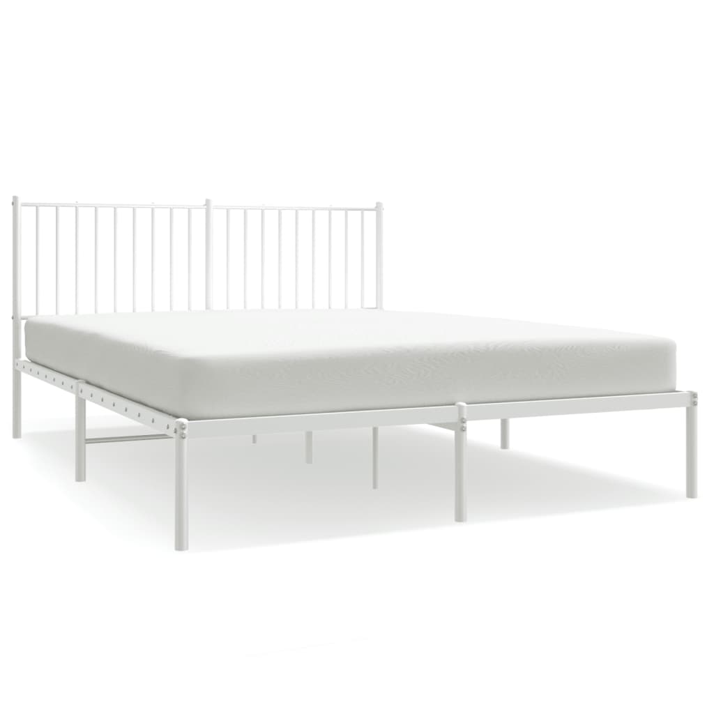 Cadre de lit métal sans matelas et tête de lit blanc 160x200 cm - XIOS