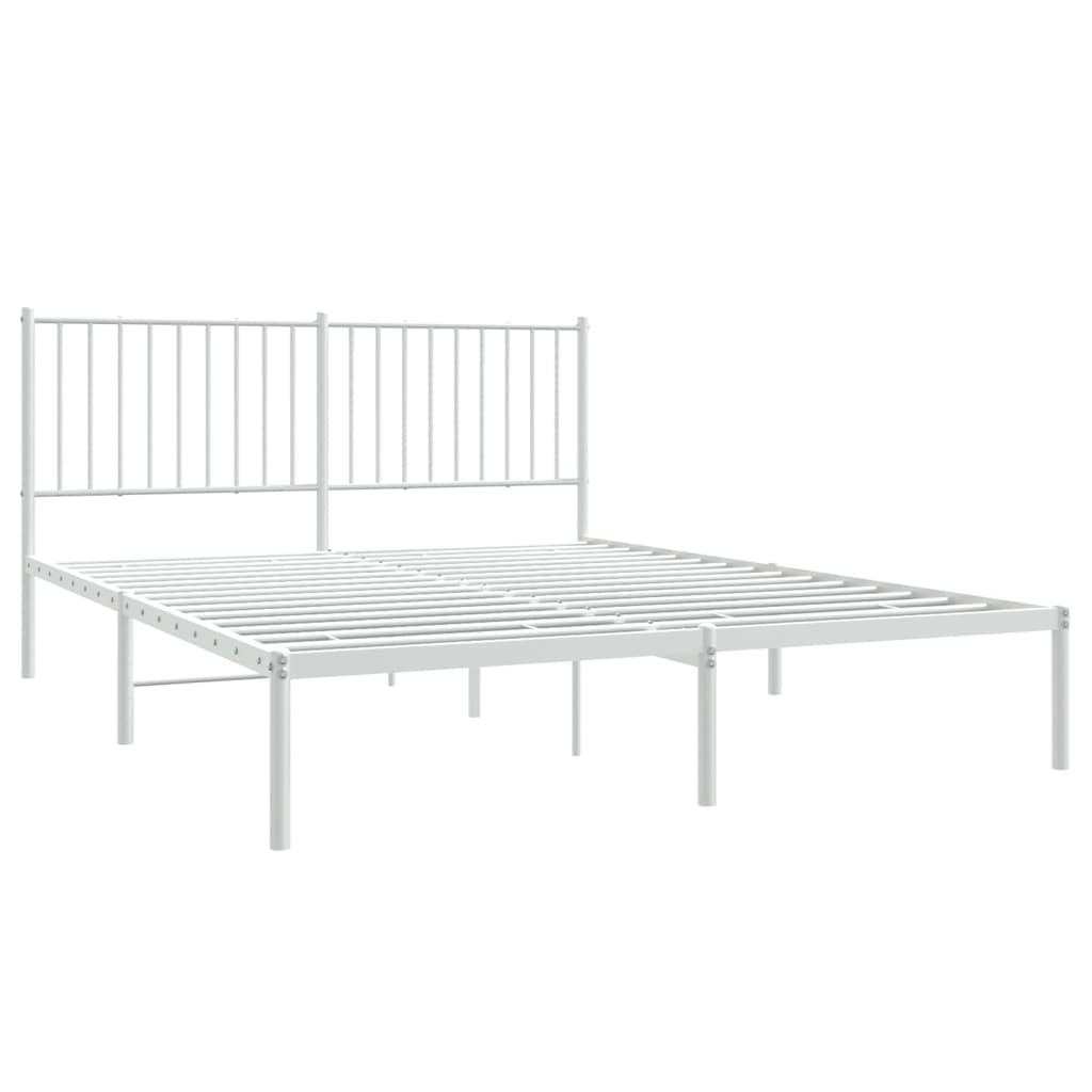 Cadre de lit métal sans matelas et tête de lit blanc 160x200 cm - XIOS