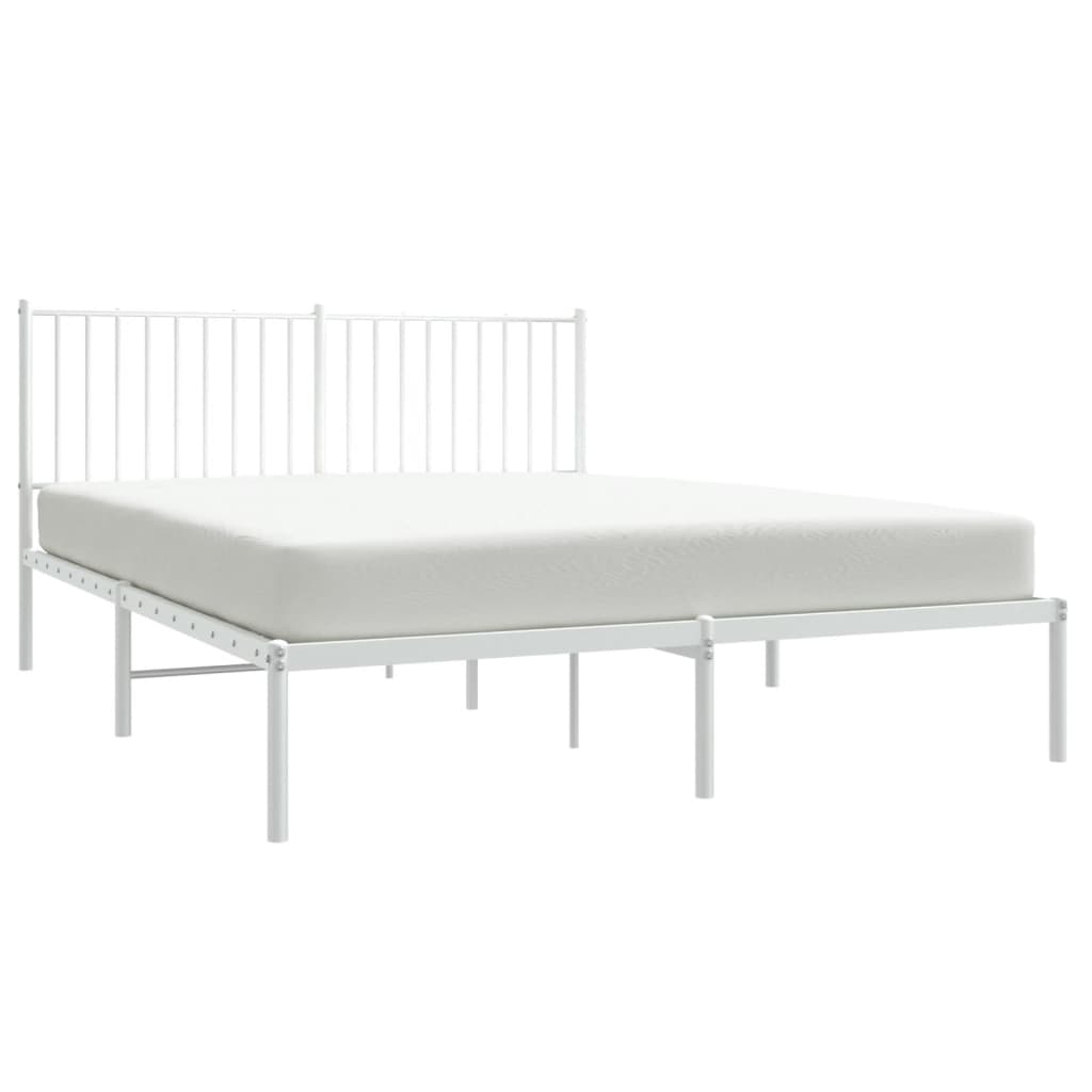 Cadre de lit métal sans matelas et tête de lit blanc 160x200 cm - XIOS