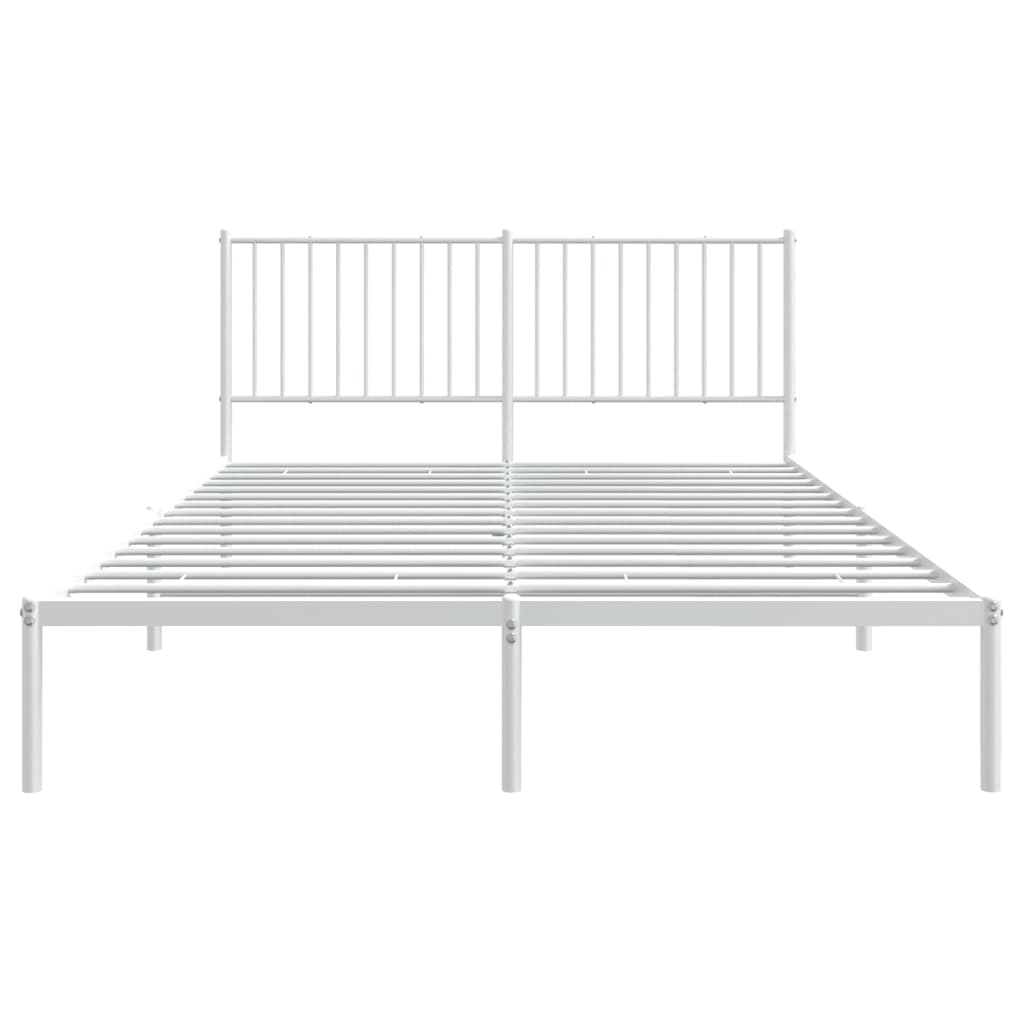 Cadre de lit métal sans matelas et tête de lit blanc 160x200 cm - XIOS