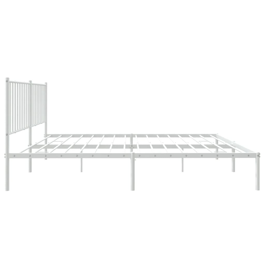 Cadre de lit métal sans matelas et tête de lit blanc 160x200 cm - XIOS