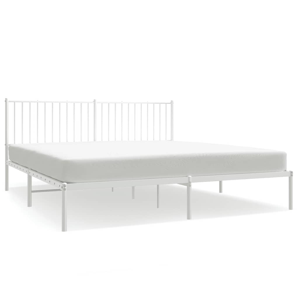 Cadre de lit métal sans matelas et tête de lit blanc 183x213 cm - XIOS