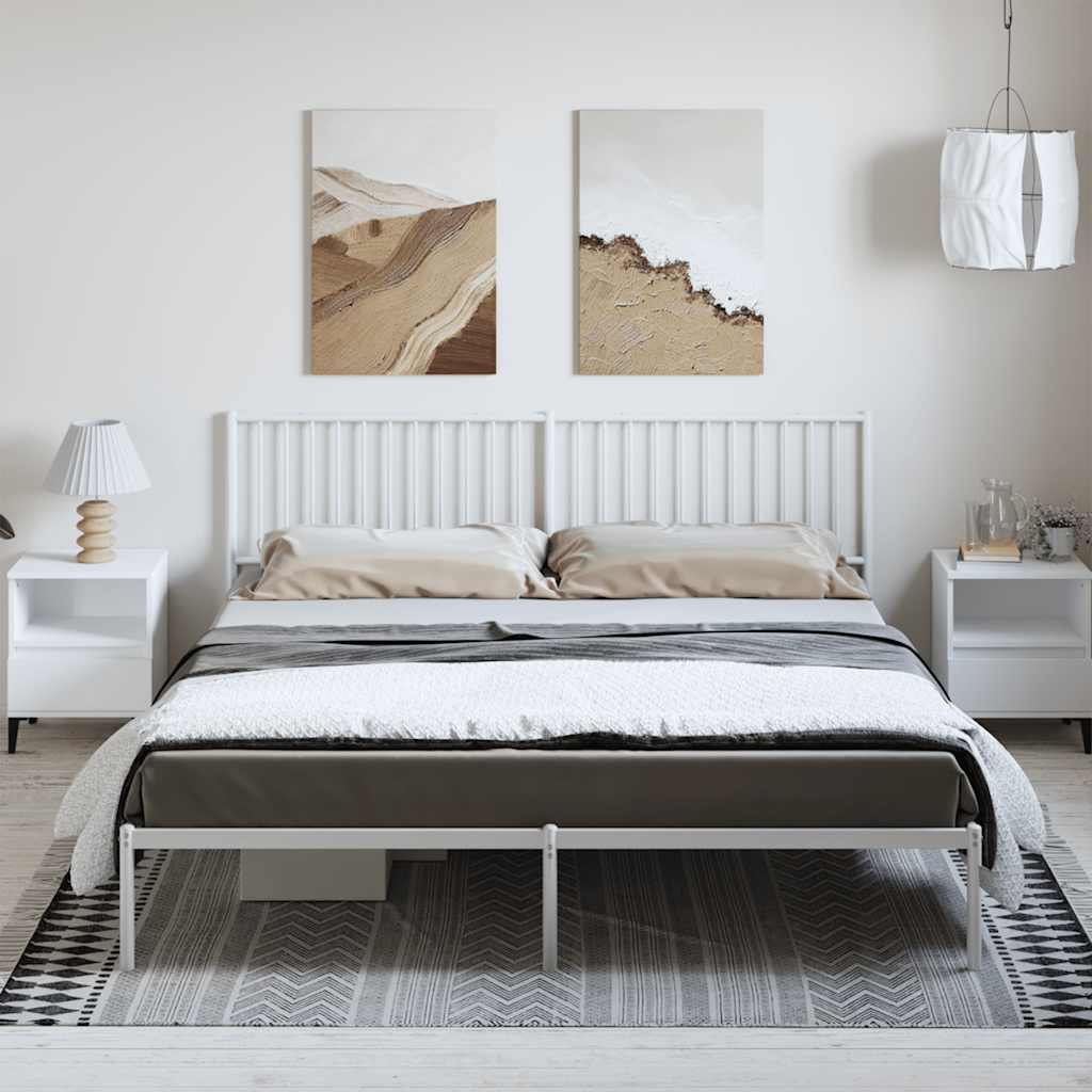 Cadre de lit métal sans matelas et tête de lit blanc 183x213 cm - XIOS
