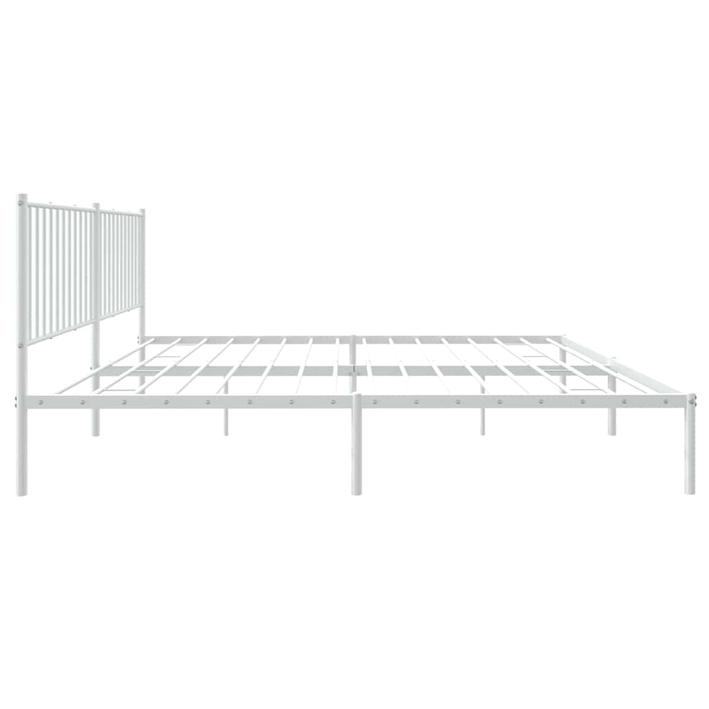 Cadre de lit métal sans matelas et tête de lit blanc 183x213 cm - XIOS