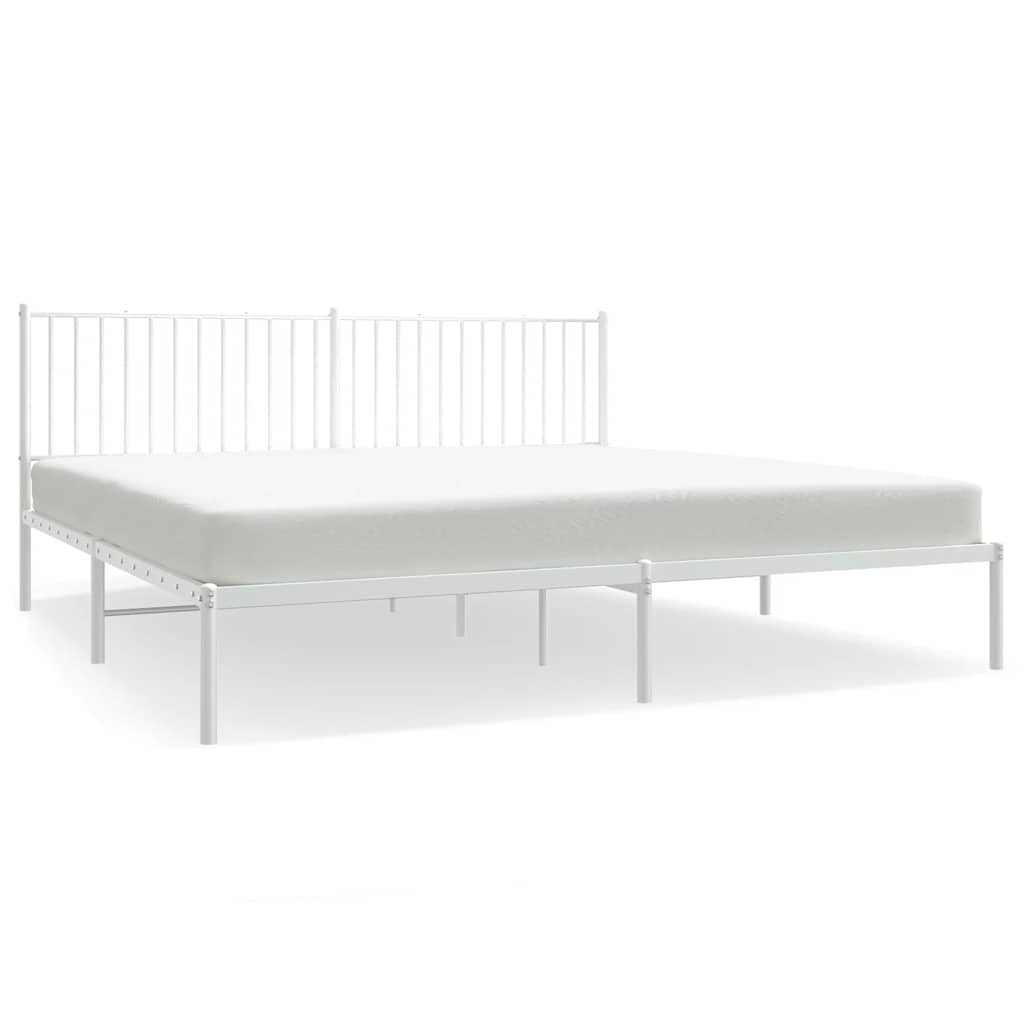 Cadre de lit métal sans matelas et tête de lit blanc 193x203 cm - XIOS