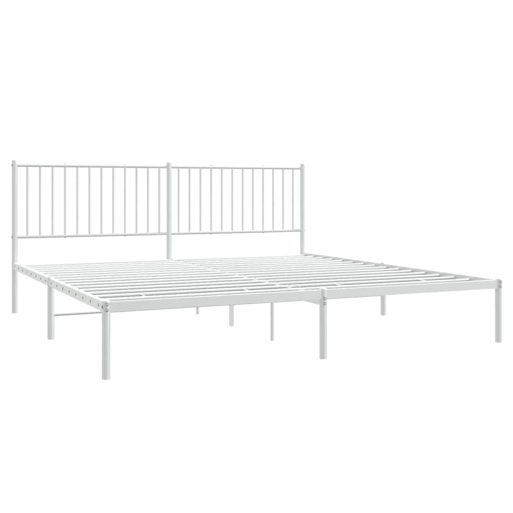 Cadre de lit métal sans matelas et tête de lit blanc 193x203 cm - XIOS