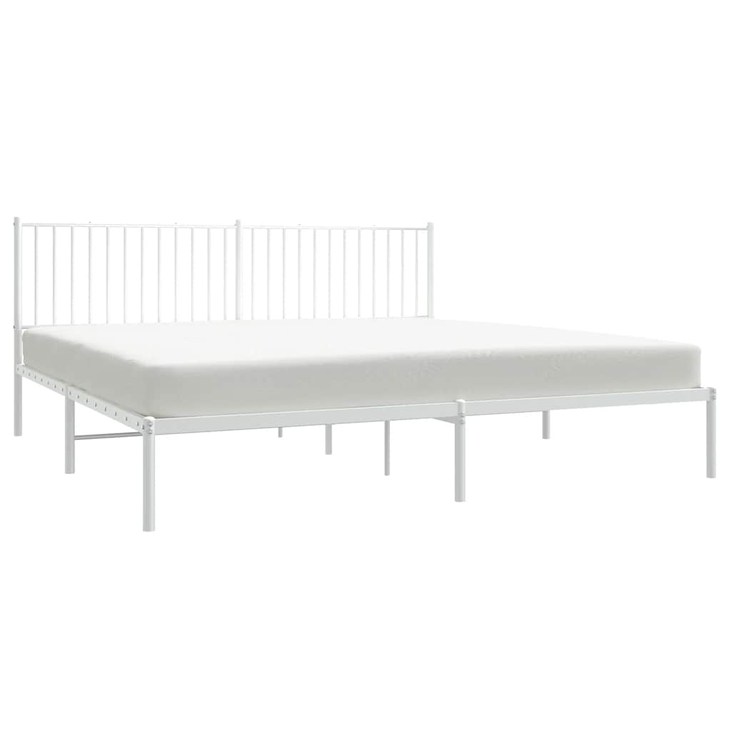 Cadre de lit métal sans matelas et tête de lit blanc 193x203 cm - XIOS