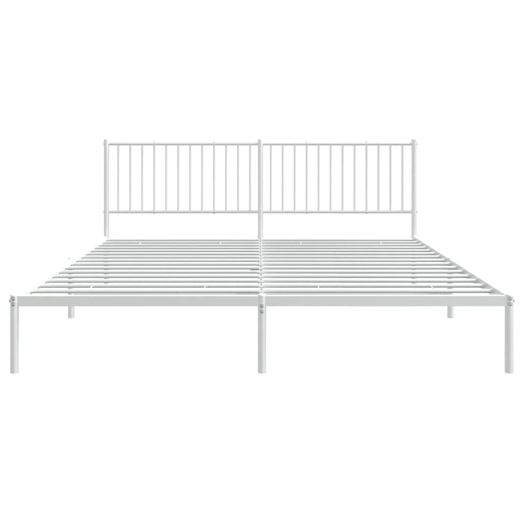 Cadre de lit métal sans matelas et tête de lit blanc 193x203 cm - XIOS