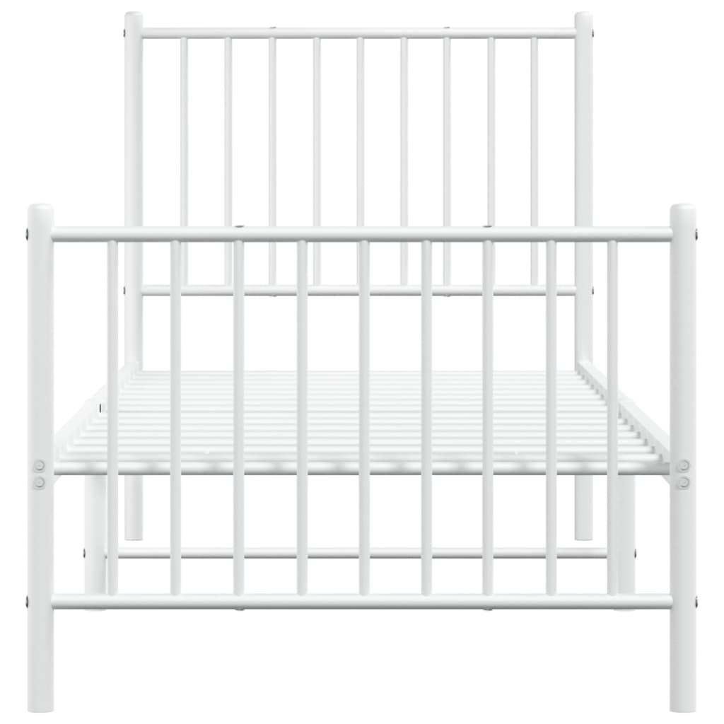Cadre de lit métal sans matelas avec pied de lit blanc 75x190cm - XIOS