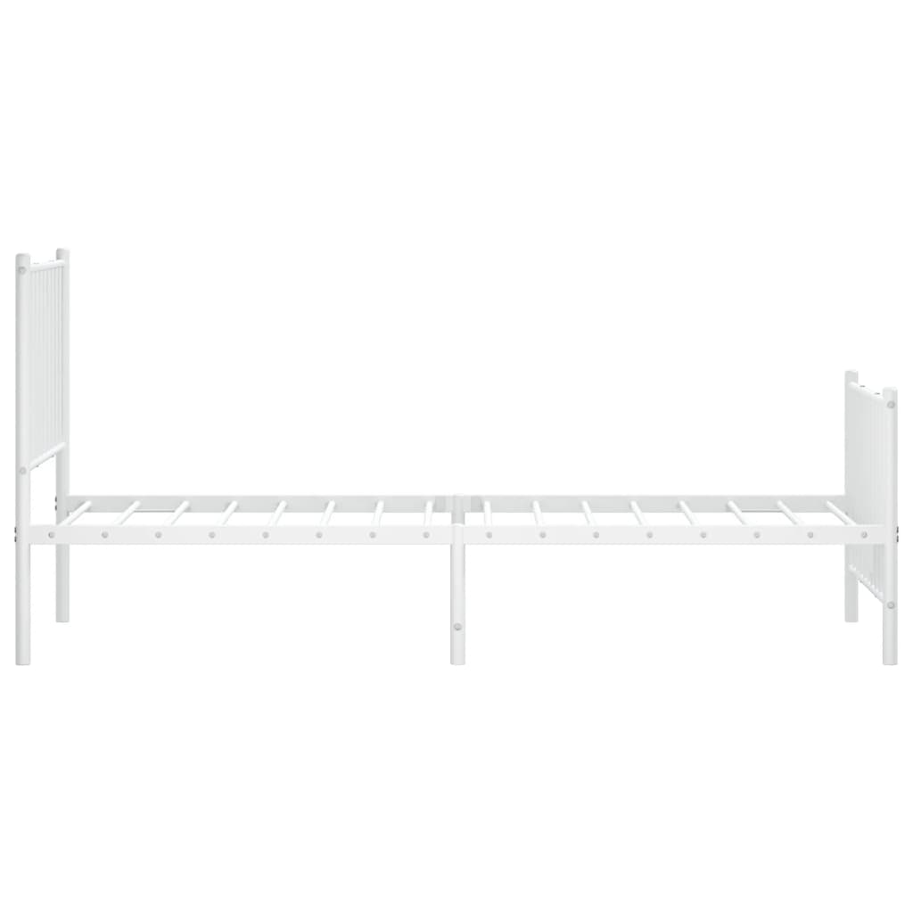 Cadre de lit métal sans matelas avec pied de lit blanc 75x190cm - XIOS