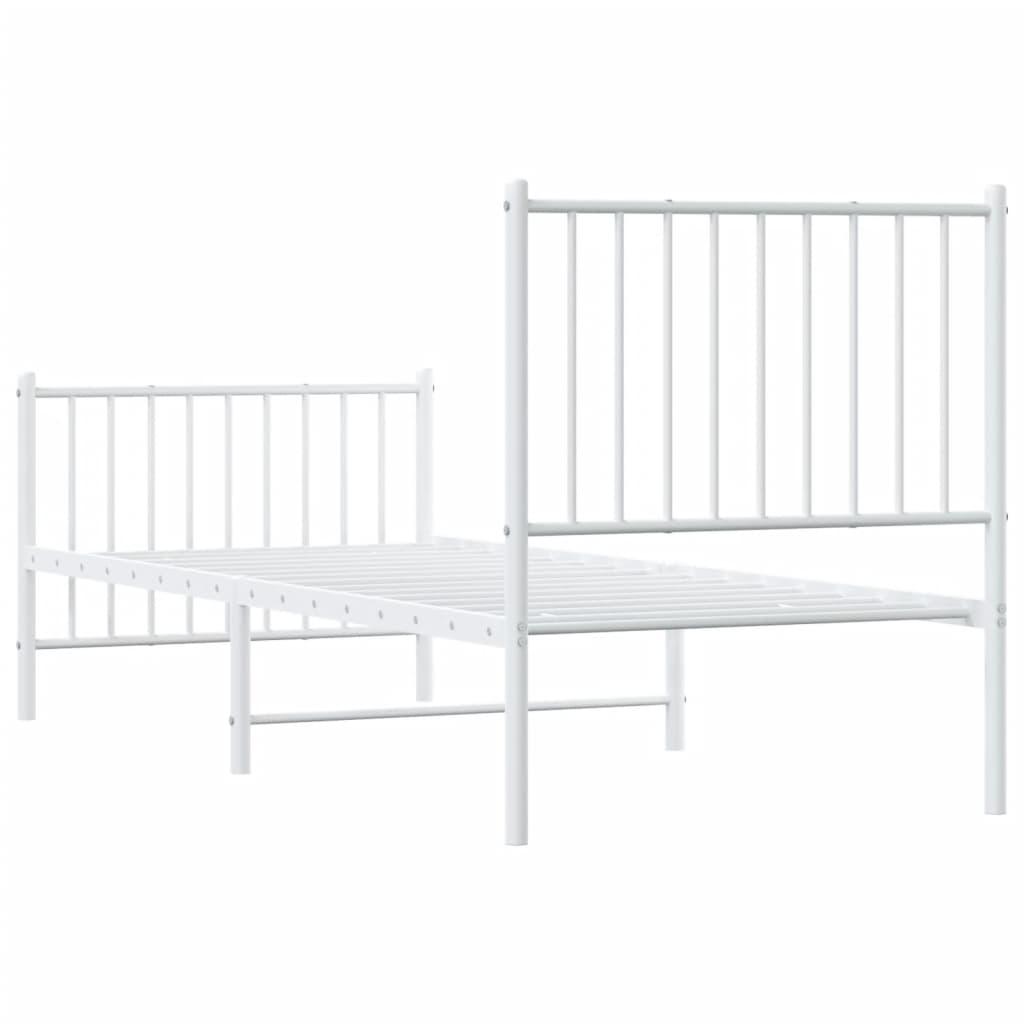 Cadre de lit métal sans matelas avec pied de lit blanc 75x190cm - XIOS