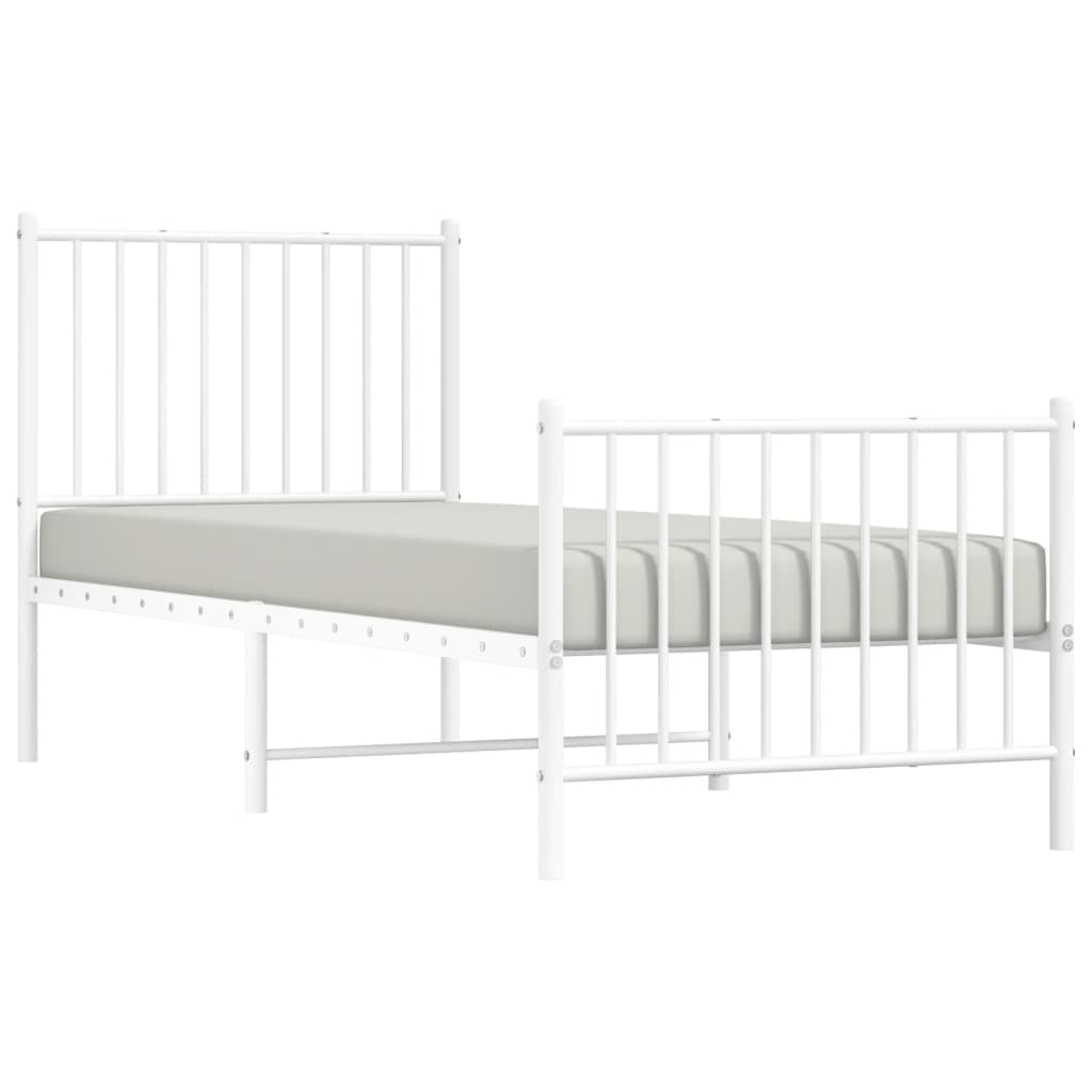 Cadre de lit métal sans matelas avec pied de lit blanc 80x200cm - XIOS