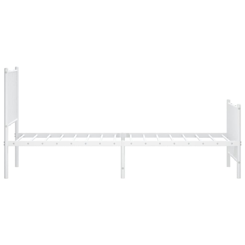 Cadre de lit métal sans matelas avec pied de lit blanc 80x200cm - XIOS