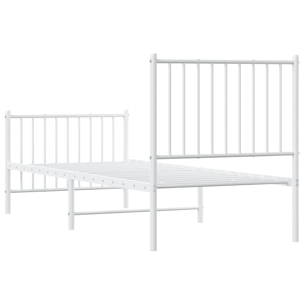Cadre de lit métal sans matelas avec pied de lit blanc 80x200cm - XIOS