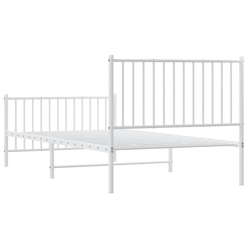 Cadre de lit métal sans matelas et pied de lit blanc 100x200 cm - XIOS