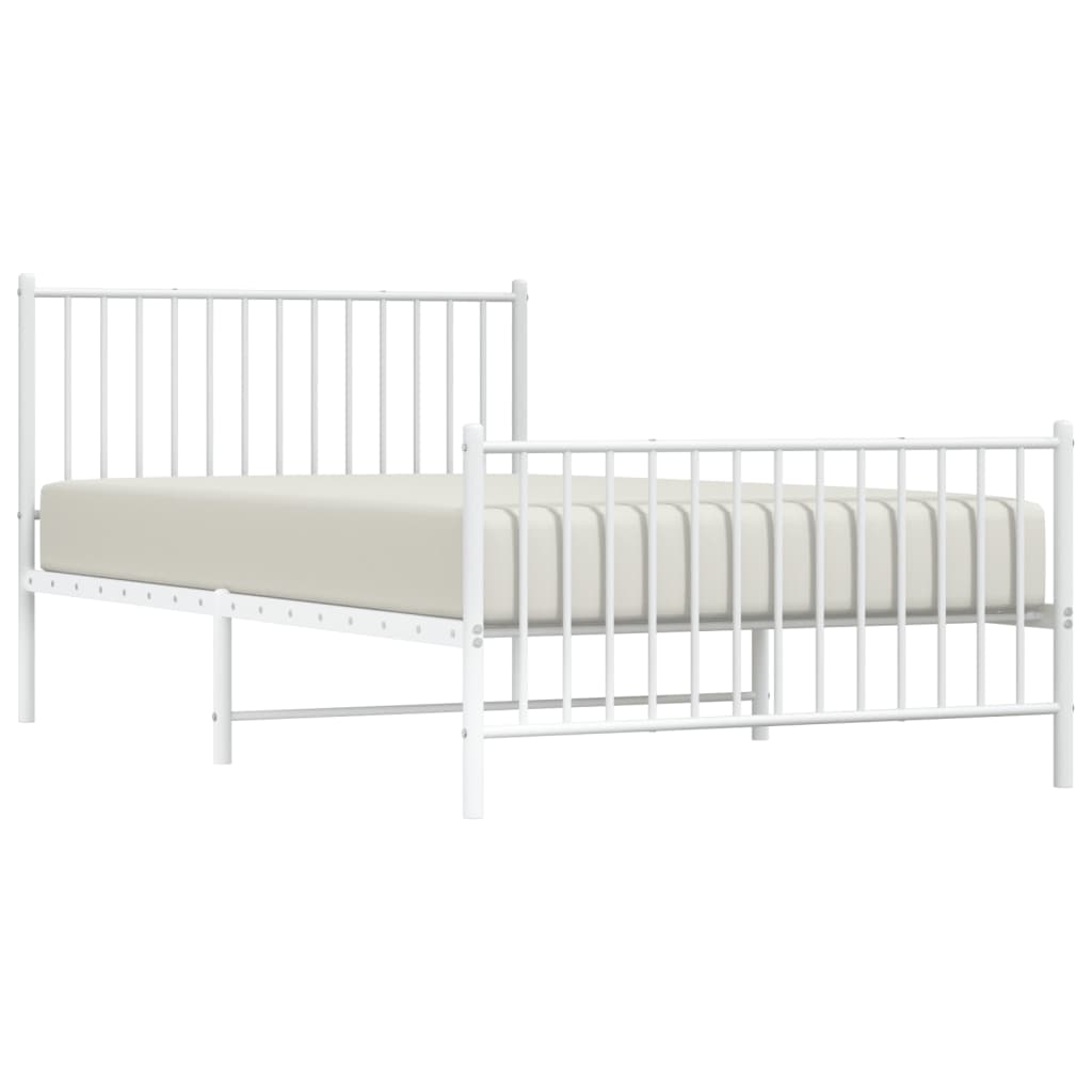 Cadre de lit métal sans matelas et pied de lit blanc 107x203 cm - XIOS