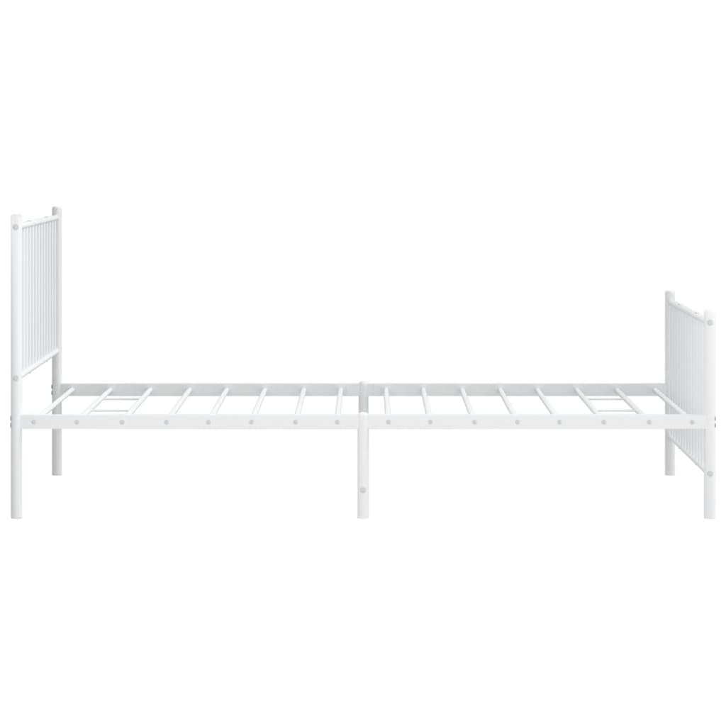 Cadre de lit métal sans matelas et pied de lit blanc 107x203 cm - XIOS