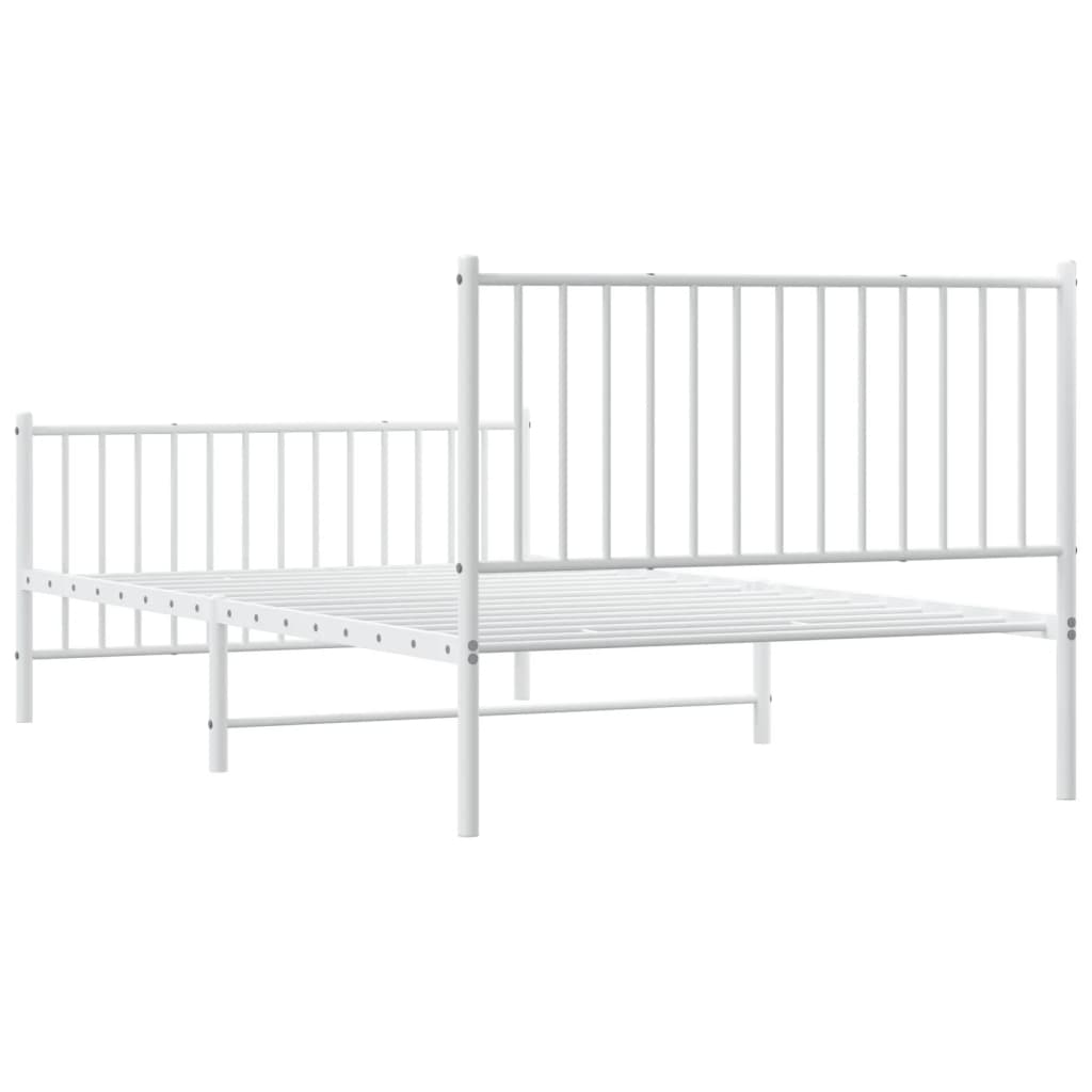 Cadre de lit métal sans matelas et pied de lit blanc 107x203 cm - XIOS
