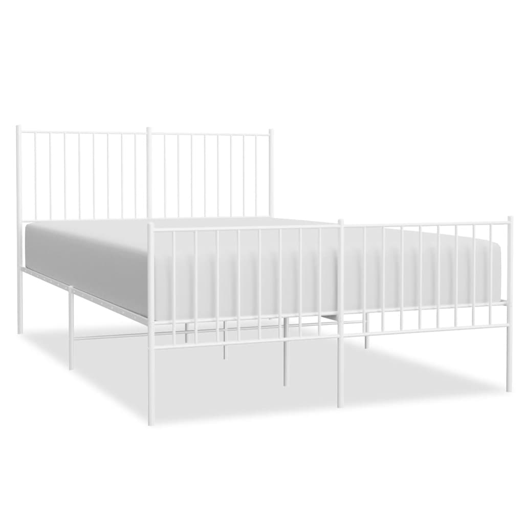 Cadre de lit métal sans matelas et pied de lit blanc 135x190 cm - XIOS