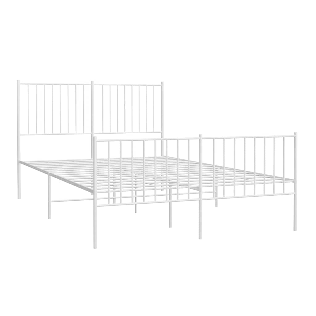 Cadre de lit métal sans matelas et pied de lit blanc 135x190 cm - XIOS