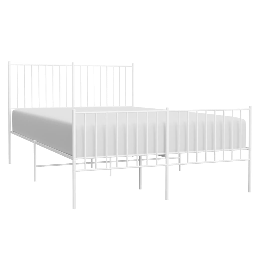 Cadre de lit métal sans matelas et pied de lit blanc 135x190 cm - XIOS