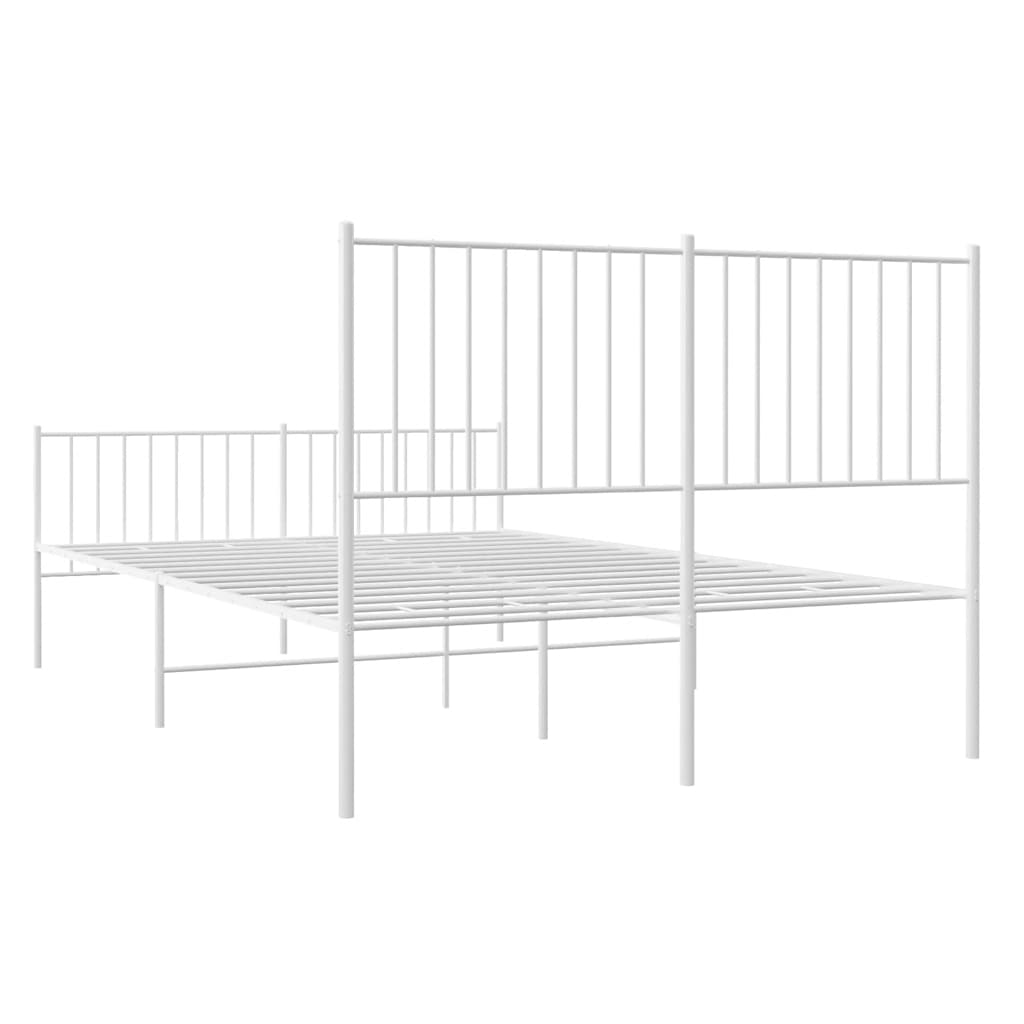 Cadre de lit métal sans matelas et pied de lit blanc 135x190 cm - XIOS