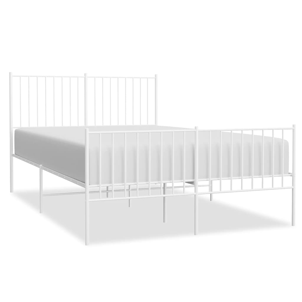 Cadre de lit métal sans matelas et pied de lit blanc 140x190 cm - XIOS