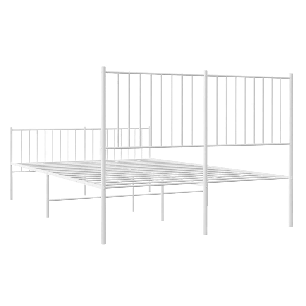 Cadre de lit métal sans matelas et pied de lit blanc 140x190 cm - XIOS