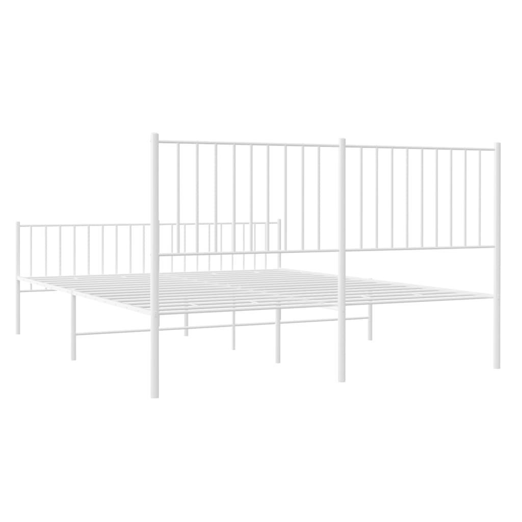 Cadre de lit métal sans matelas et pied de lit blanc 160x200 cm - XIOS