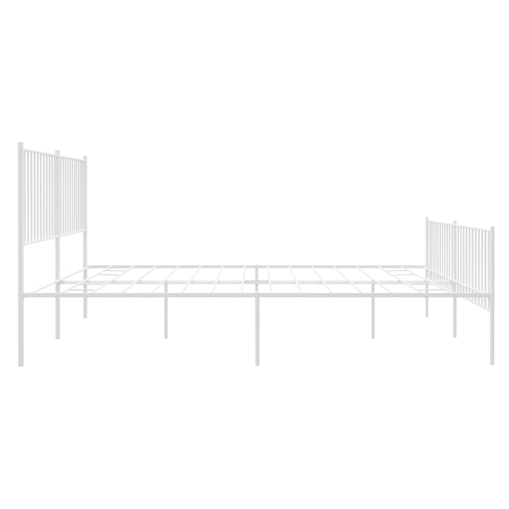 Cadre de lit métal sans matelas et pied de lit blanc 183x213 cm - XIOS