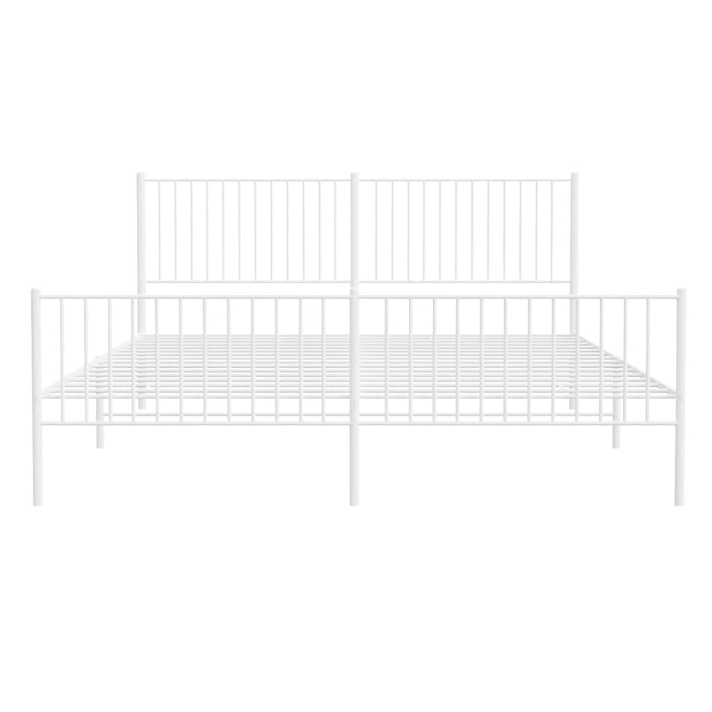 Cadre de lit métal sans matelas et pied de lit blanc 193x203 cm - XIOS