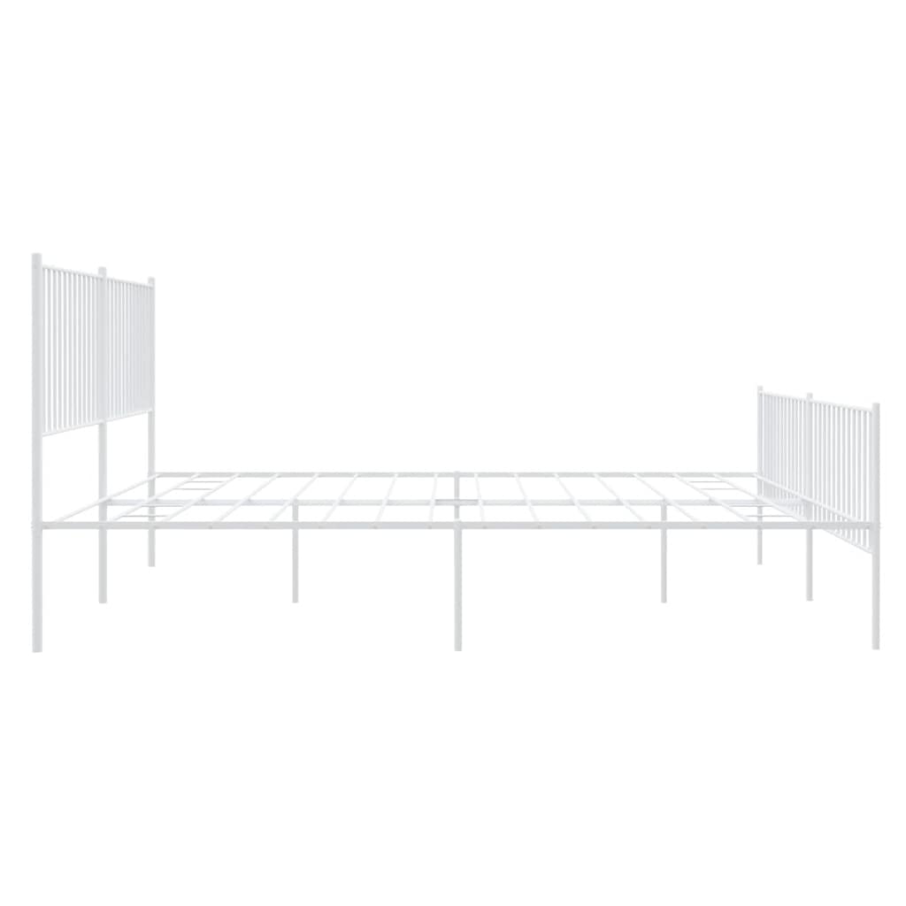 Cadre de lit métal sans matelas et pied de lit blanc 193x203 cm - XIOS