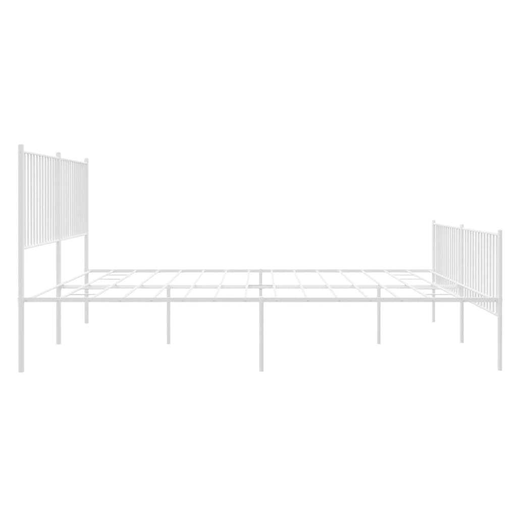 Cadre de lit métal sans matelas et pied de lit blanc 200x200 cm - XIOS
