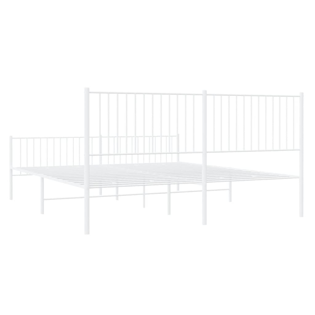 Cadre de lit métal sans matelas et pied de lit blanc 200x200 cm - XIOS