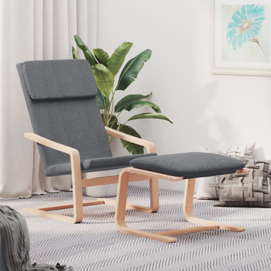 Chaise de relaxation avec repose-pied Gris foncé Tissu - XIOS