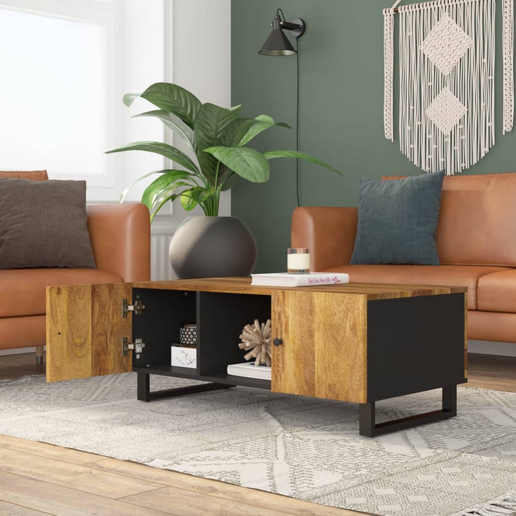 Table basse 100x54x40cm bois de manguier solide et d'ingénierie - XIOS