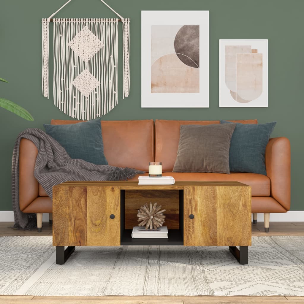 Table basse 100x54x40cm bois de manguier solide et d'ingénierie - XIOS