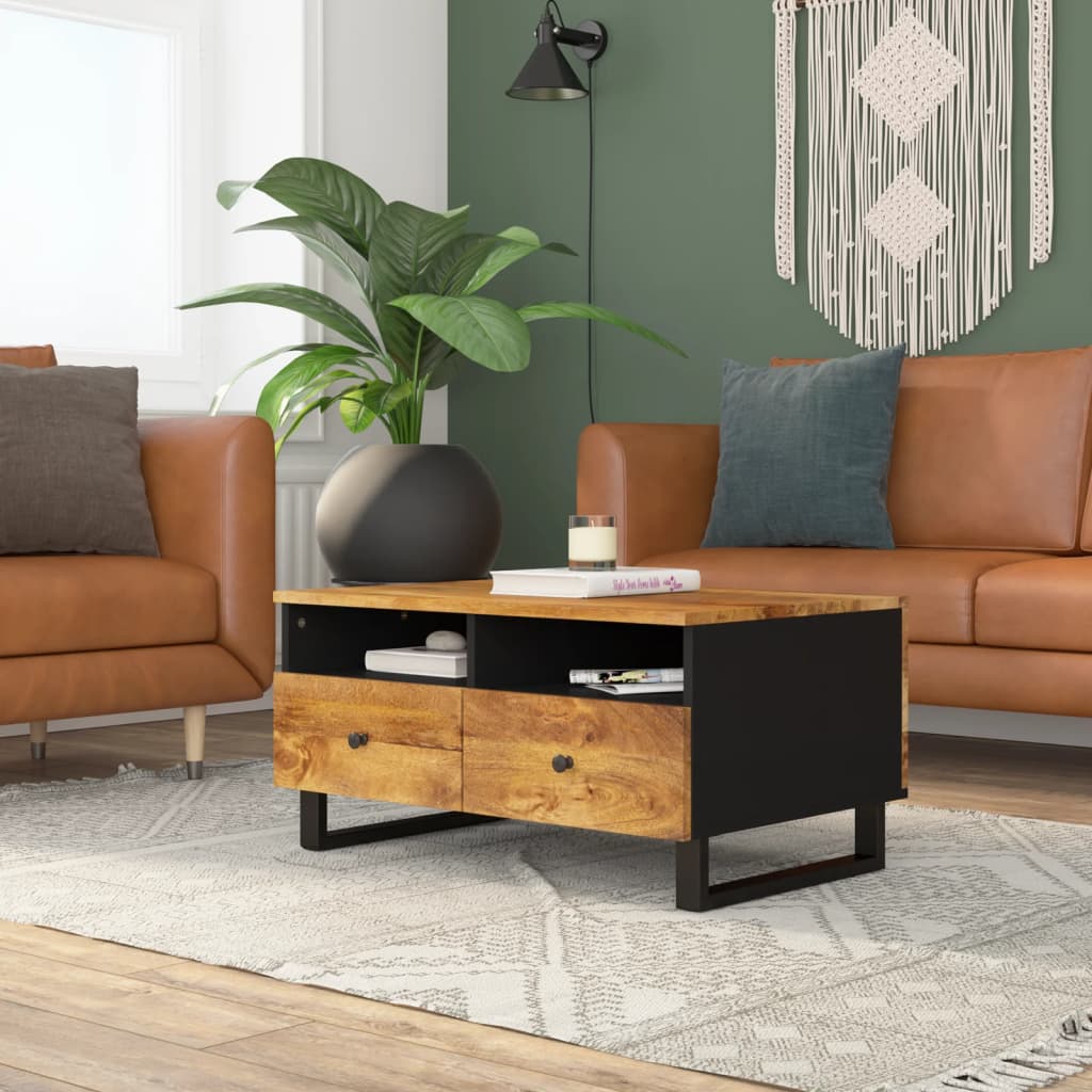 Table basse 80x54x40 cm Bois de manguier solide et d'ingénierie - XIOS