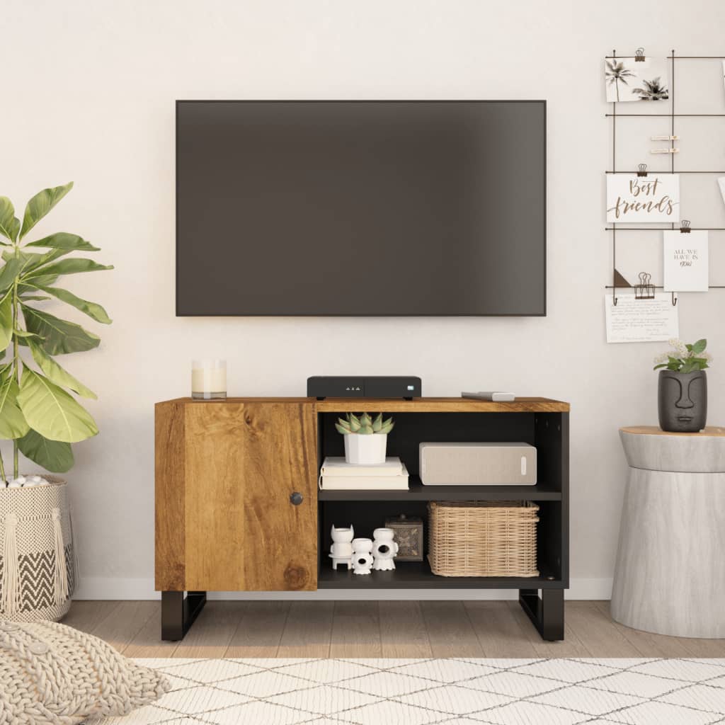 Meuble TV 80x33x46 cm bois de manguier et d'ingénierie - XIOS