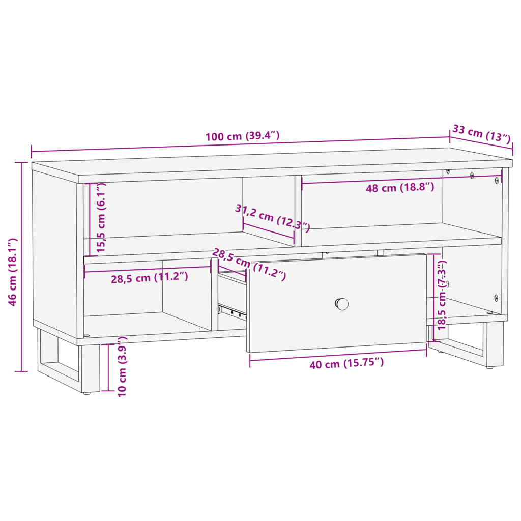 Meuble TV 100x33x46 cm bois de récupération et d'ingénierie Meubles TV vidaXL   