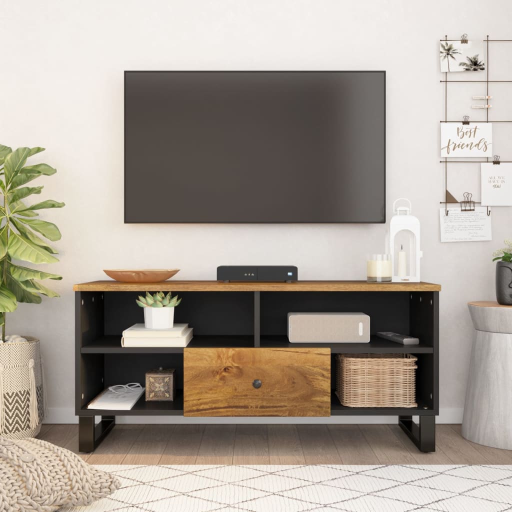 Meuble TV 100x33x46 cm bois de manguier et d'ingénierie - XIOS