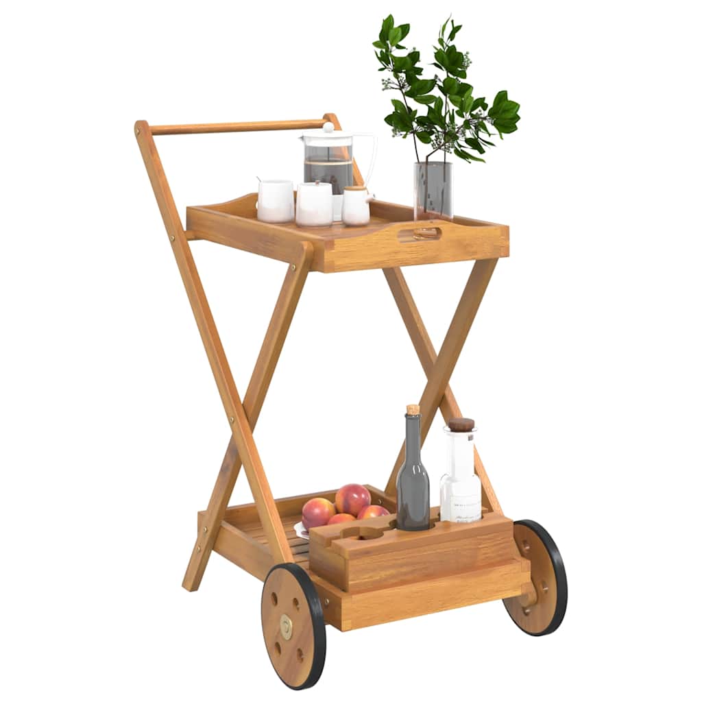 Chariot à thé 54x87x90 cm bois massif d'acacia - XIOS
