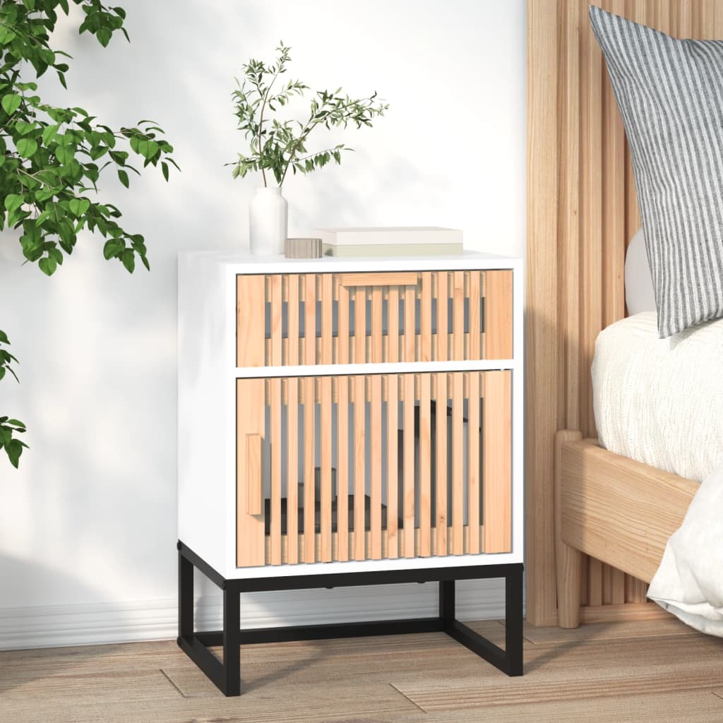 Tables de chevet 2pcs blanc 40x30x55,5cm bois ingénierie et fer - XIOS