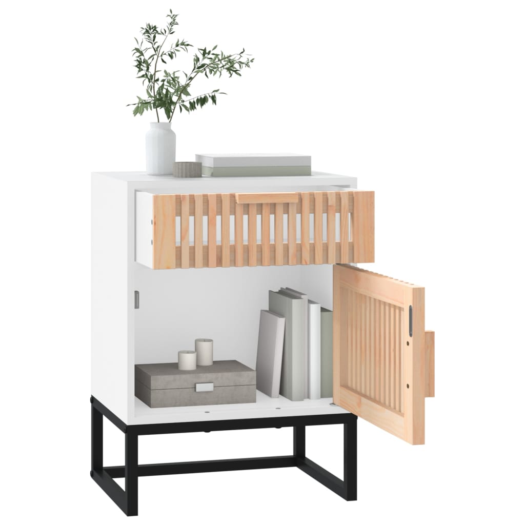 Tables de chevet 2pcs blanc 40x30x55,5cm bois ingénierie et fer - XIOS