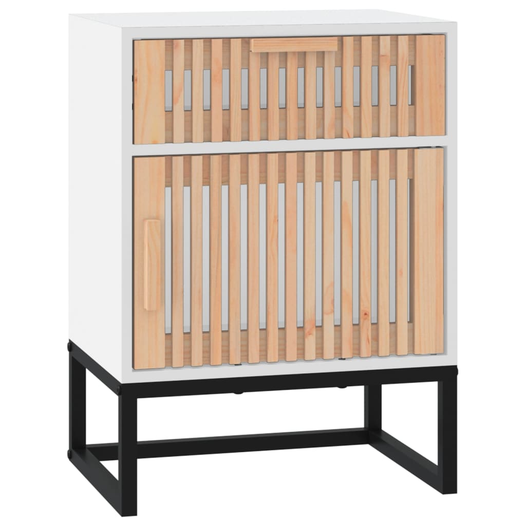 Tables de chevet 2pcs blanc 40x30x55,5cm bois ingénierie et fer - XIOS