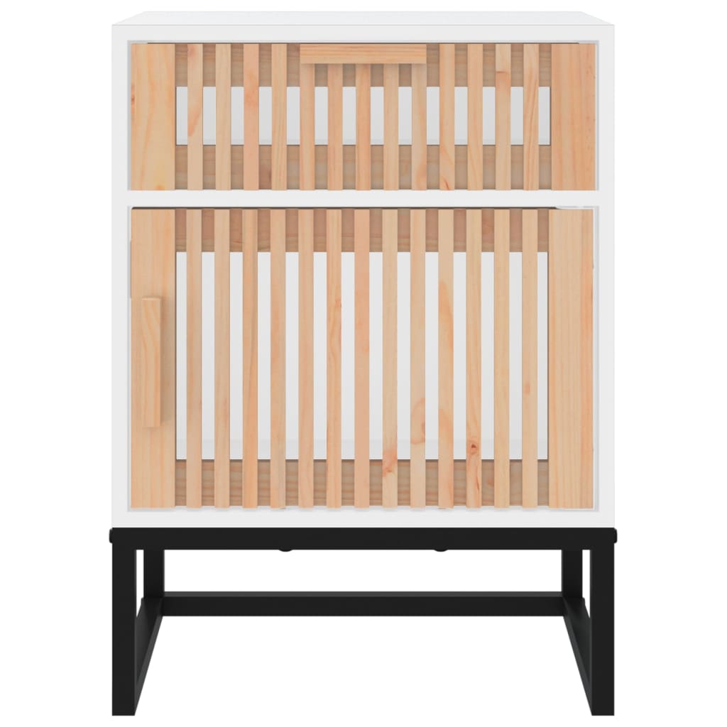 Tables de chevet 2pcs blanc 40x30x55,5cm bois ingénierie et fer - XIOS