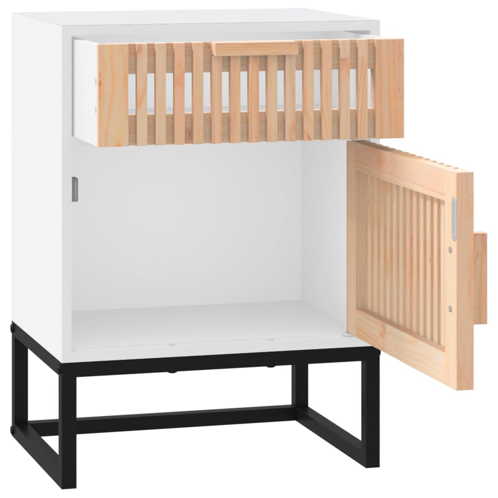 Tables de chevet 2pcs blanc 40x30x55,5cm bois ingénierie et fer - XIOS
